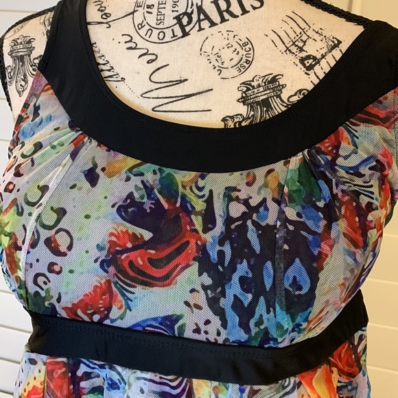 Swimsuit one piece tiered Scoop Neck Swimdress colorful print Size XXL - Picture 4 of 16